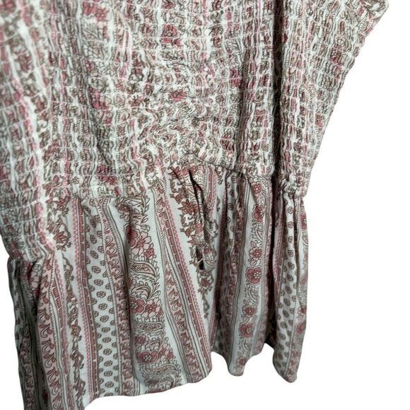 Fun & Flirt Tank Top Women's Large Boho Ruffle Sleeveless Smocked Boho Shirt - Picture 4 of 8